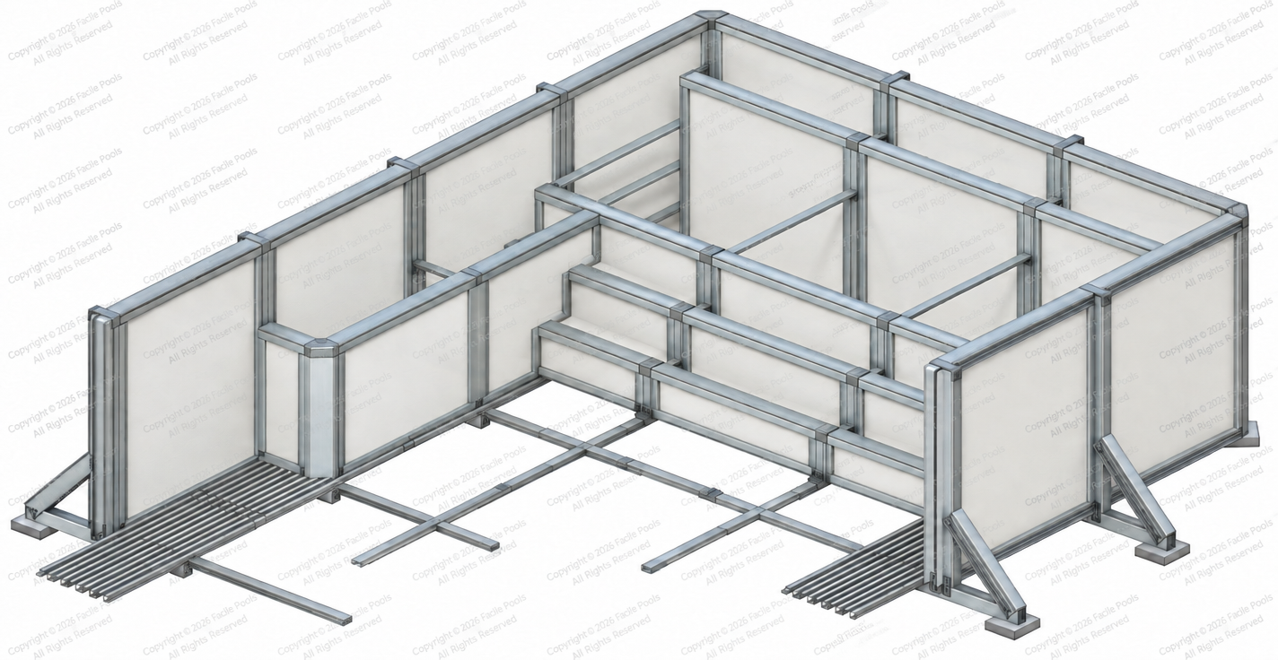 Sun Deck Stairs with Bench. Standard Variant. Above-Ground Version